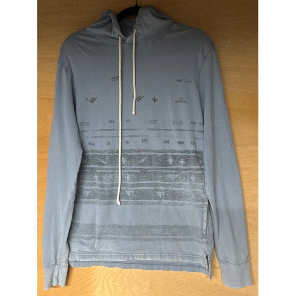 American Eagle Men’s M Blue Henley Hoodie Y2K Vintage Kangaroo Pocket Casual